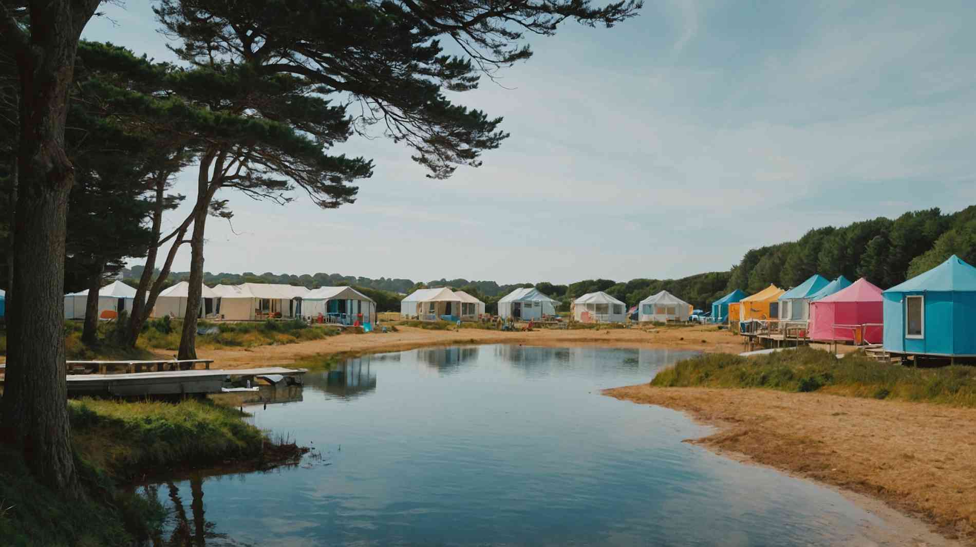 Bungalows au bord d'une plage bretonne