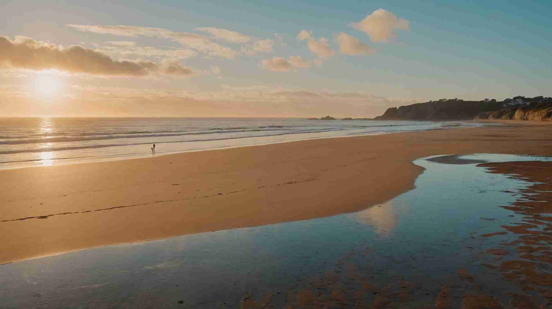 Coucher de soleil sur une plage bretonne